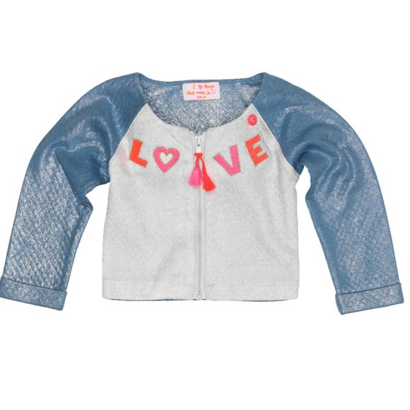 Mim-Pi Girls LOVE Cardigan White - Picture 1 of 1